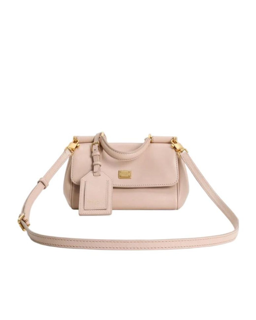 Dolce & Gabbana Pink Dolce & Gabbana Nude Leather Shoulder Bag