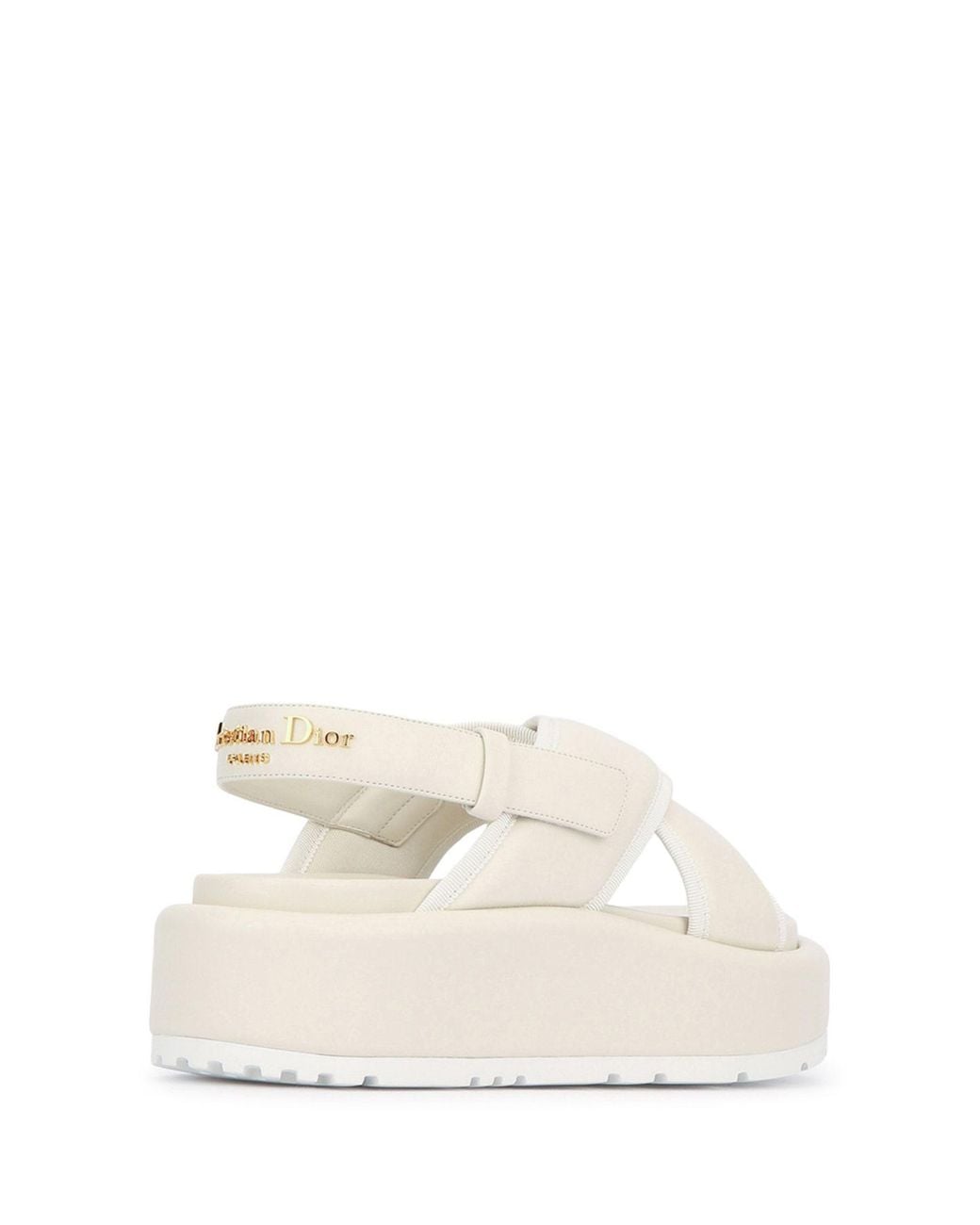 Dior D-Lane Platform Sandal in White | Lyst