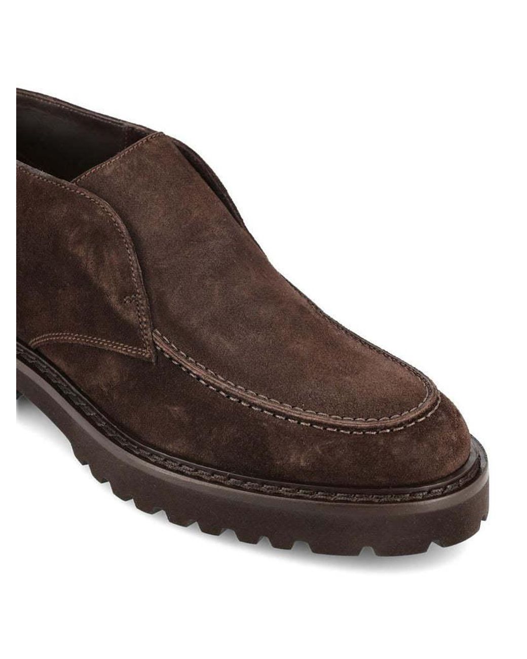 Doucal's Brown Almond Toe Slip-On Loafers for men