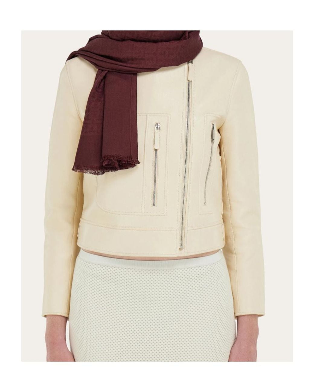 Ferragamo Purple Ferragamo Logo Patch Fringed Scarf