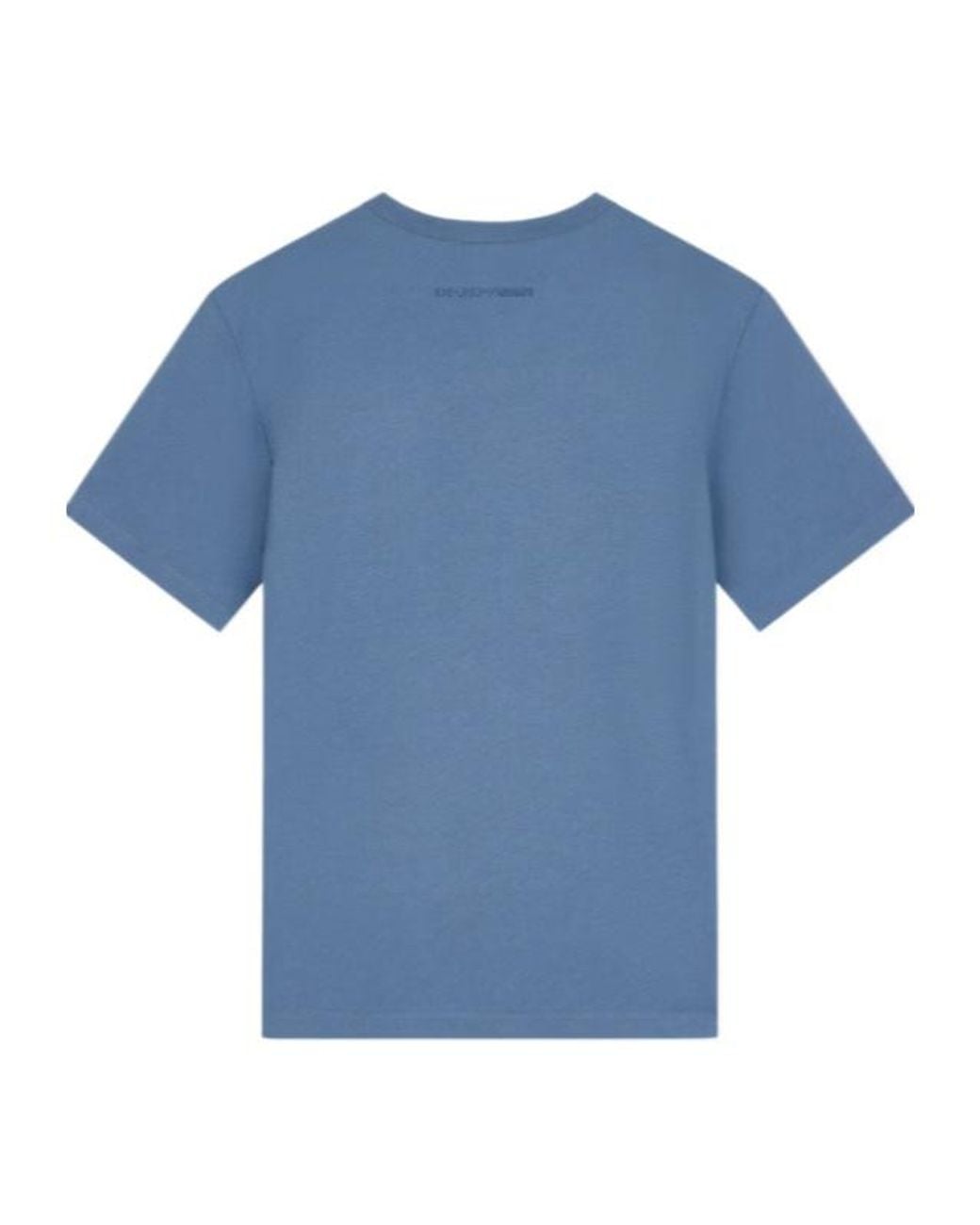Emporio Armani Blue Supima Jersey T-Shirt With Signature Capsule Logo Embroidery