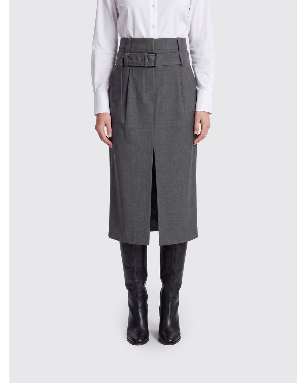Brunello Cucinelli Gray Belted Skirt
