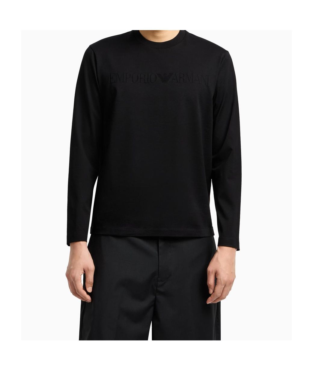 Emporio Armani Black Long-Sleeve Cotton T-Shirt for men