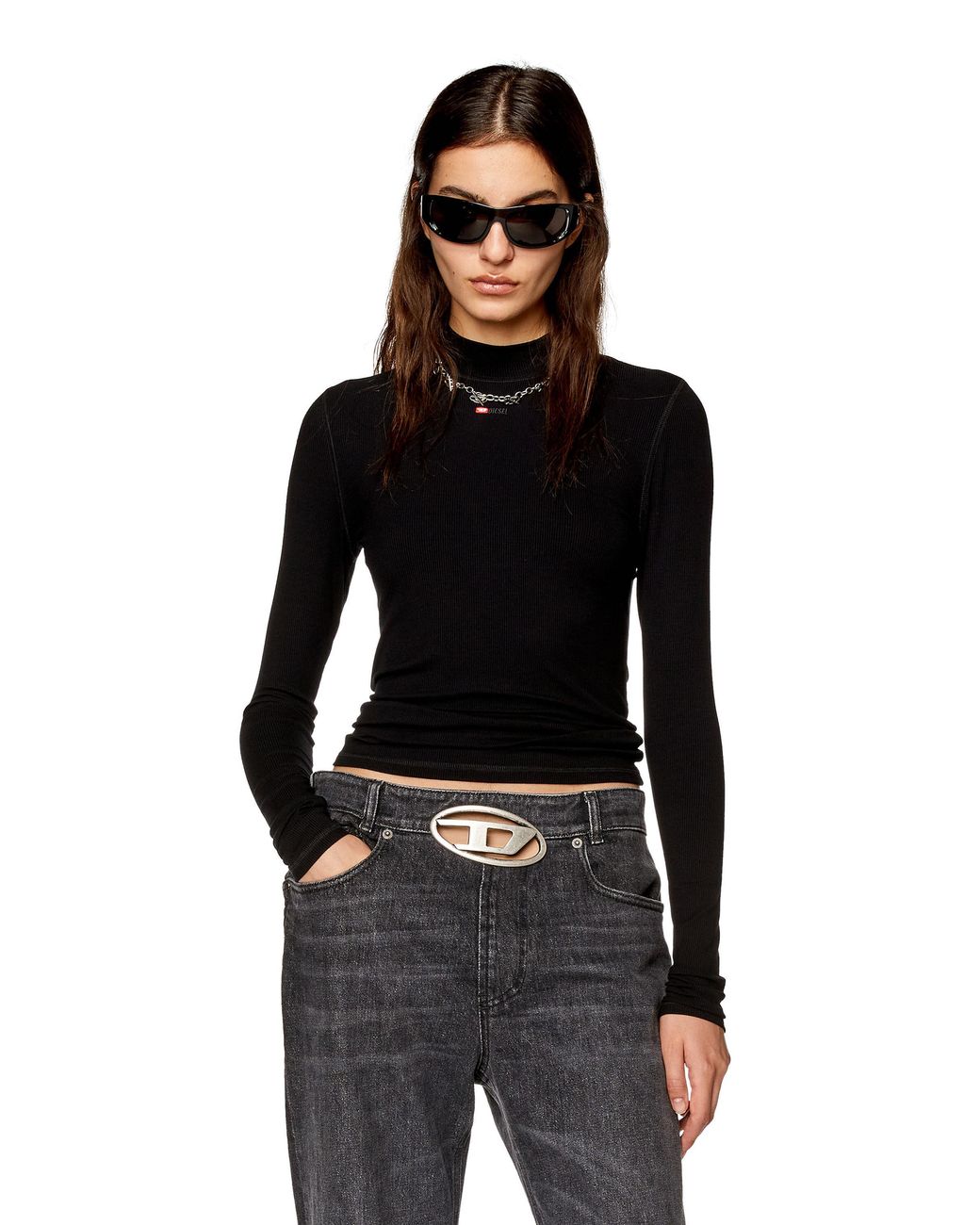 DIESEL Blue T-Mokky-Ls-Microdiv Top