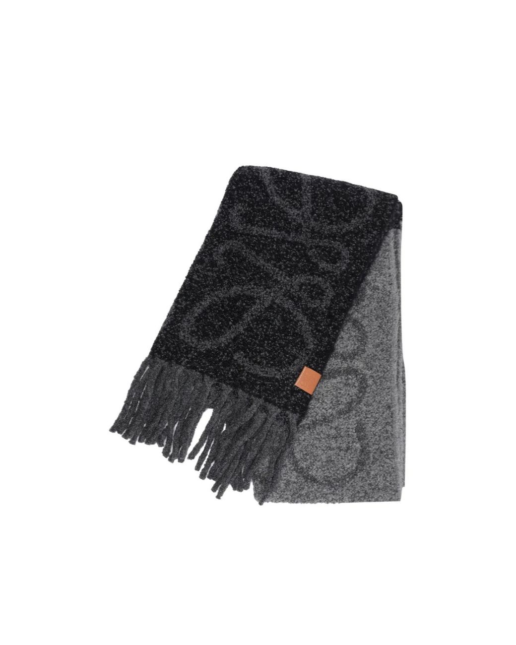 Loewe Black Anagram Fringed Scarf for men