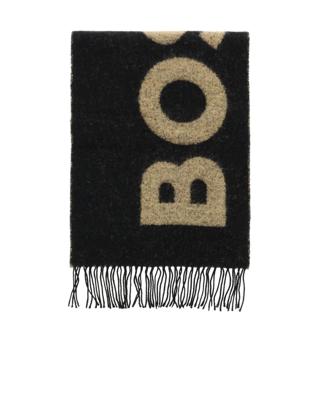 Boss Black Logo-Intarsia Knit Scarf for men
