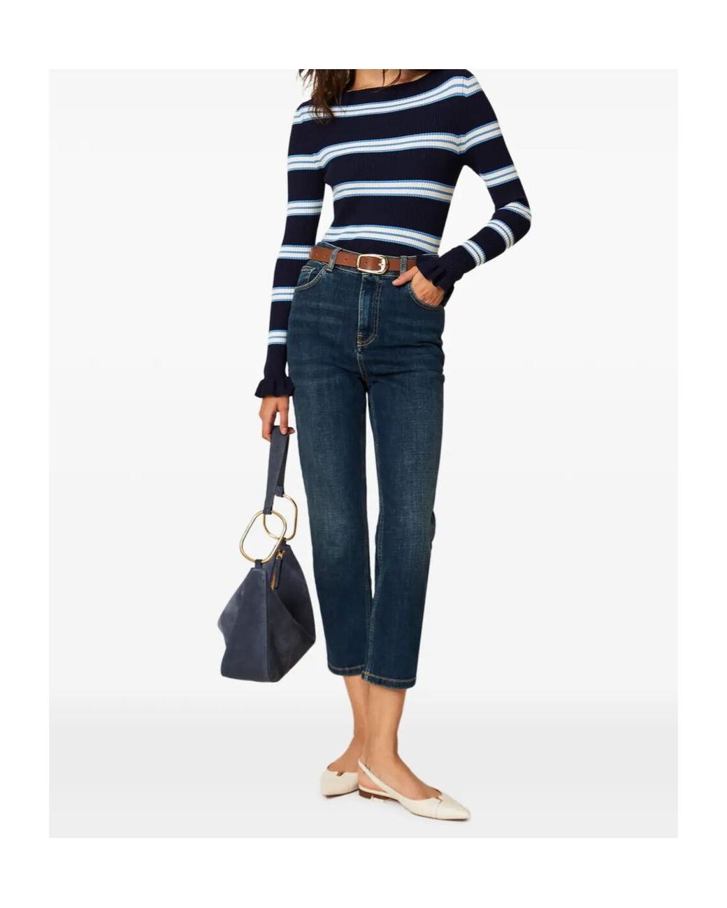 Twinset Blue Five-Pocket Cropped Jeans