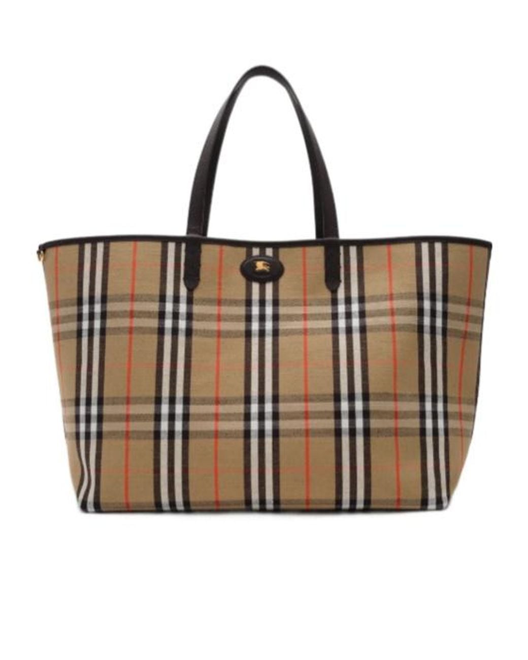 Burberry Brown Ekd Patch Checked Reversible Tote Bag for men