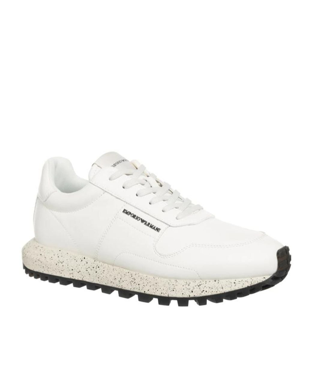 Emporio Armani White Round Head Lacing Casual Sneakers for men