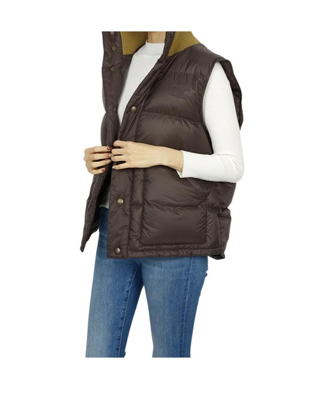 Céline Brown Sleeveless Puffer Jacket