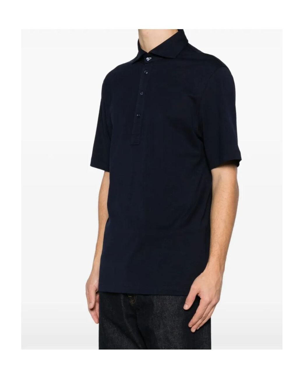 Brunello Cucinelli Black Button-Up Polo Shirt for men
