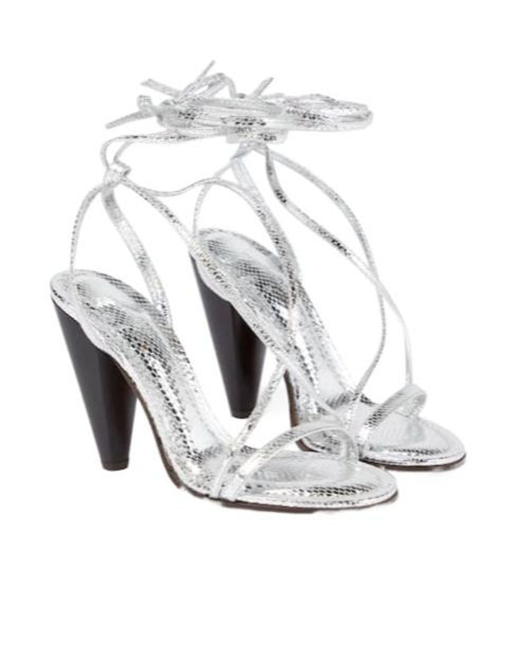 Isabel Marant White Aliza Metallic Leather Sandals