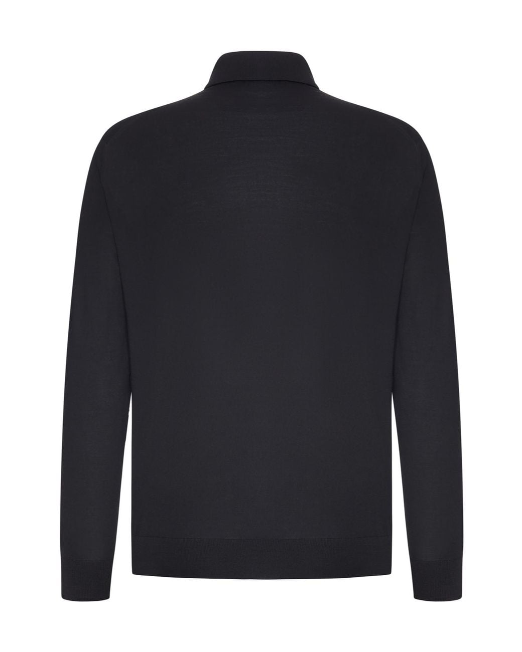 Zegna Blue Long-Sleeved Knitted Polo Shirt for men