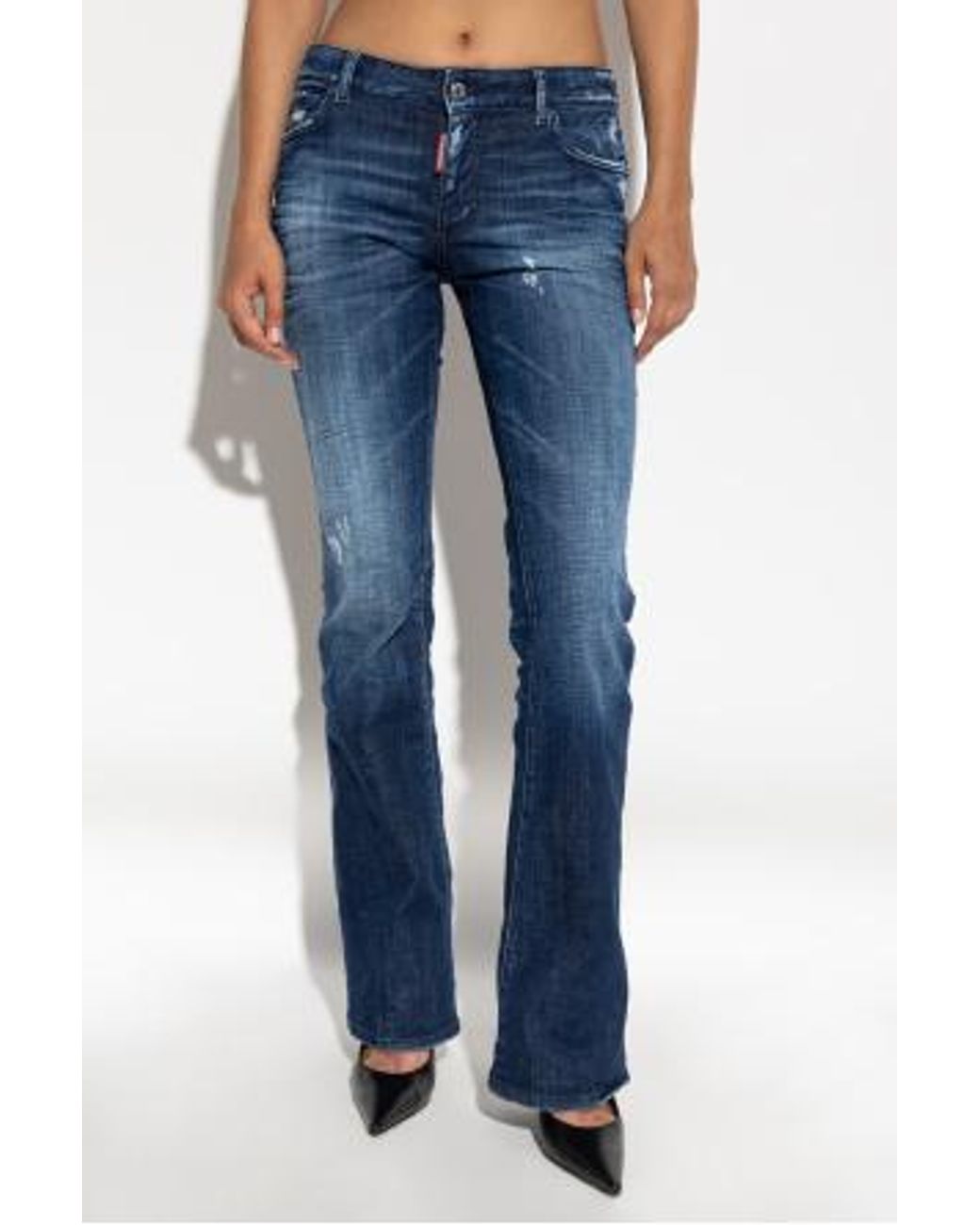 DSquared² Blue Mid-Waisted Distressed Jeans
