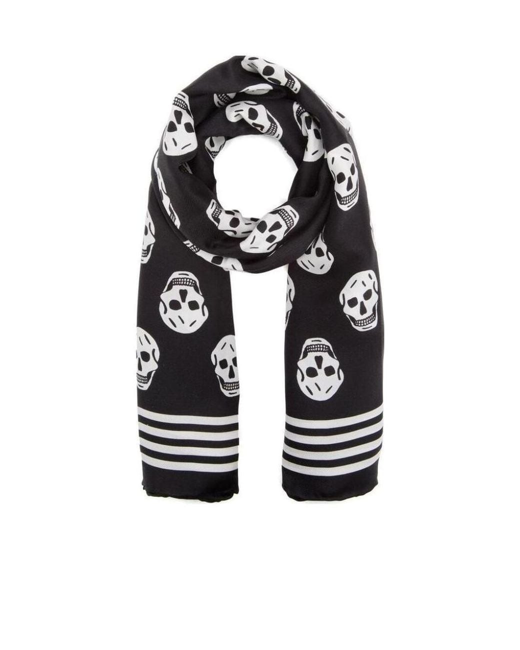McQueen White Skull Print Scarf