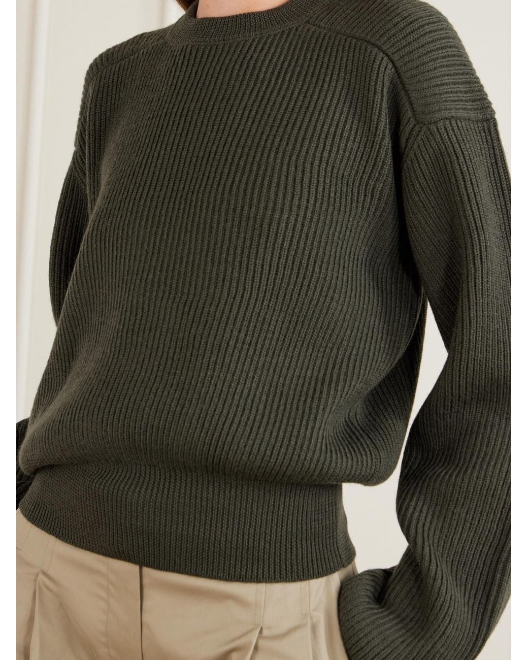 Rier Green Ribbed Virgin Wool Sweater