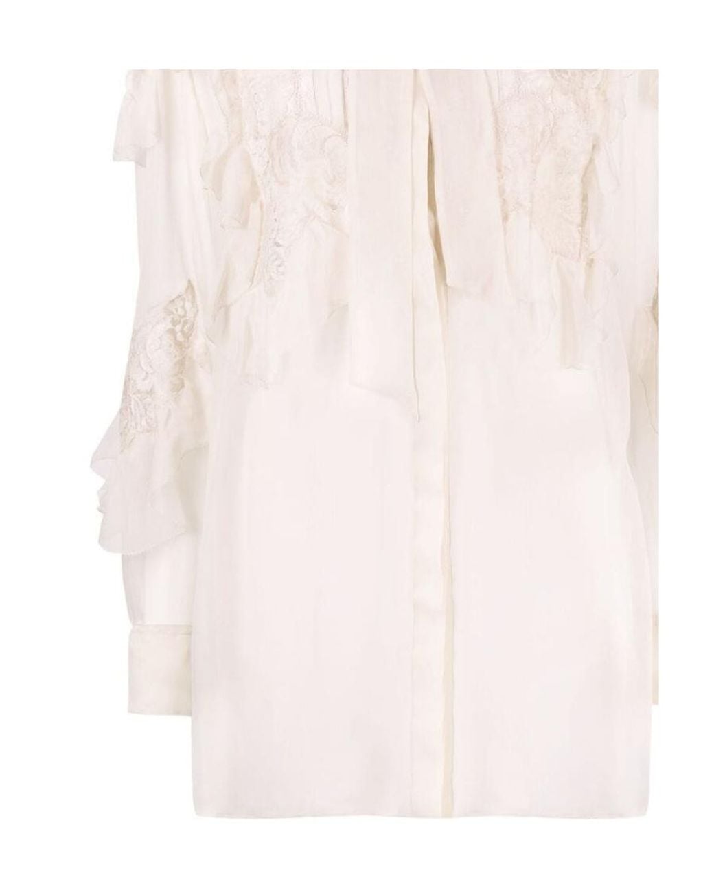 Valentino White Semi-Sheer Lace Blouse