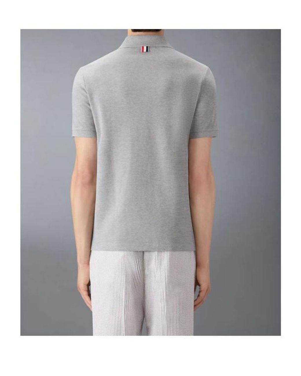 Thom Browne Gray Bar Short-Sleeved Polo Shirt for men