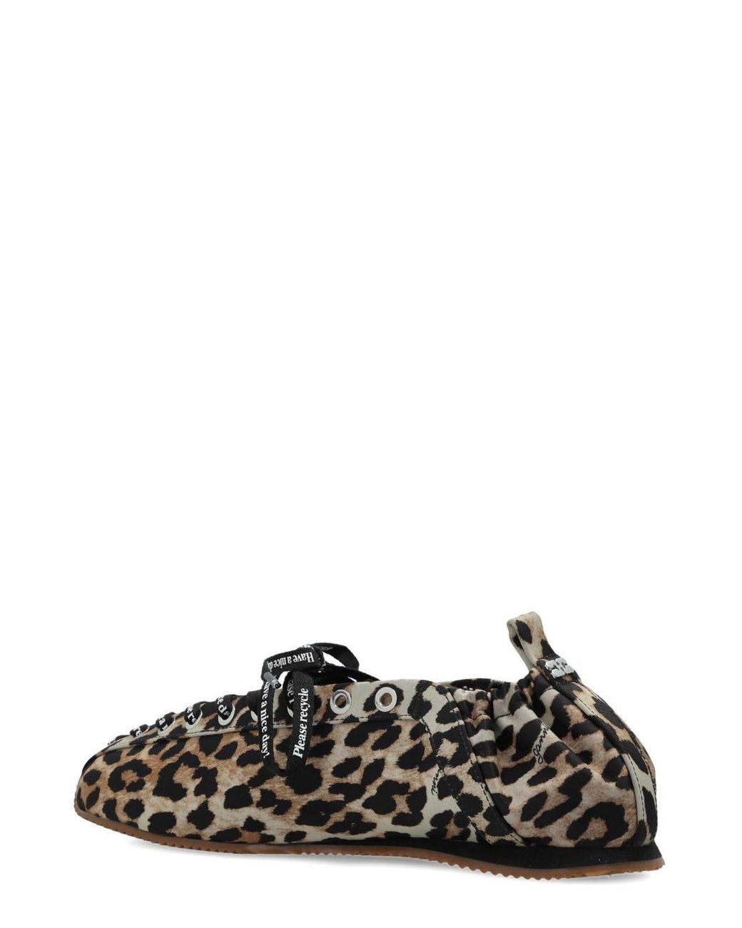 Ganni Black Leopard Sporty Ballerina Shoes