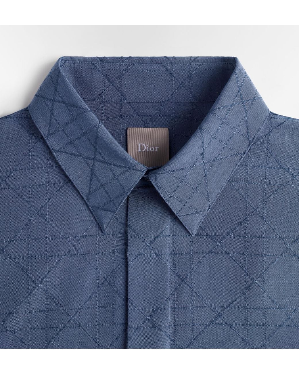 Dior Blue Cannage Short-Sleeved Shirt for men