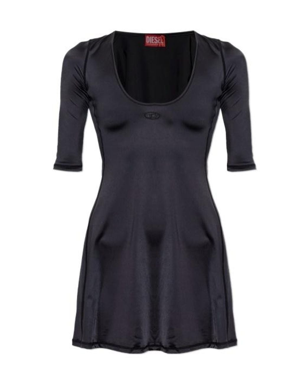 DIESEL Black Logo Embroidered Short Sleeve Dress