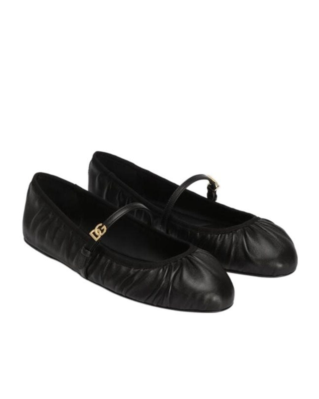 Dolce & Gabbana Black Dg Logo Plaque Ballet Flats