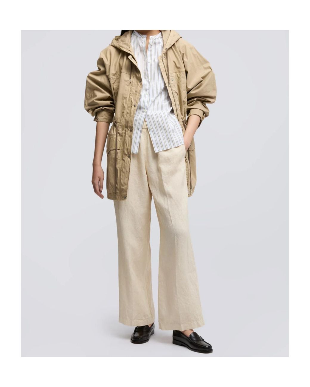 Aspesi White Elasticated Linen Trousers