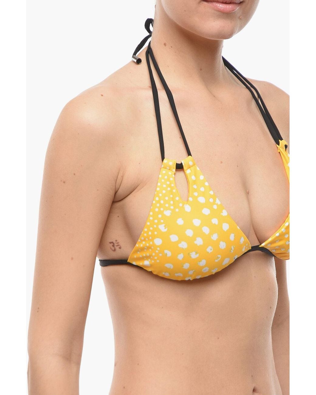 Karl Lagerfeld Yellow Cut-Out Triangle Bikini Top