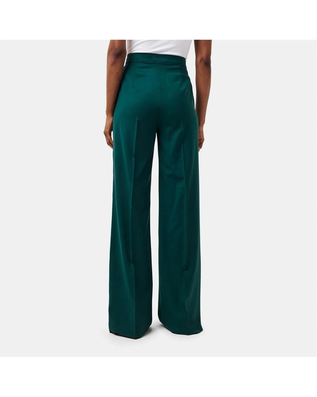 Max Mara Green Wide Leg Casual Pants