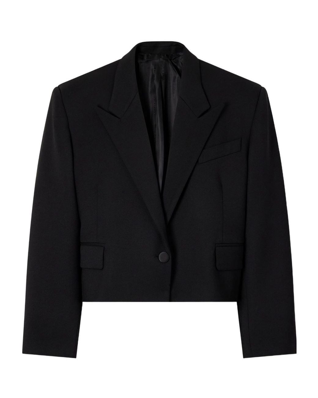 The Attico Black Cropped Darted Gabardine Blazer