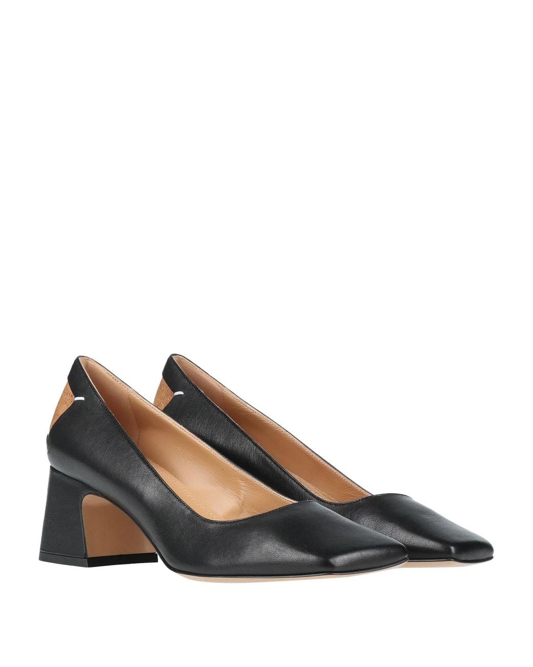 Maison Margiela Brown Two-Tone Square Toe Block Heel High Heels