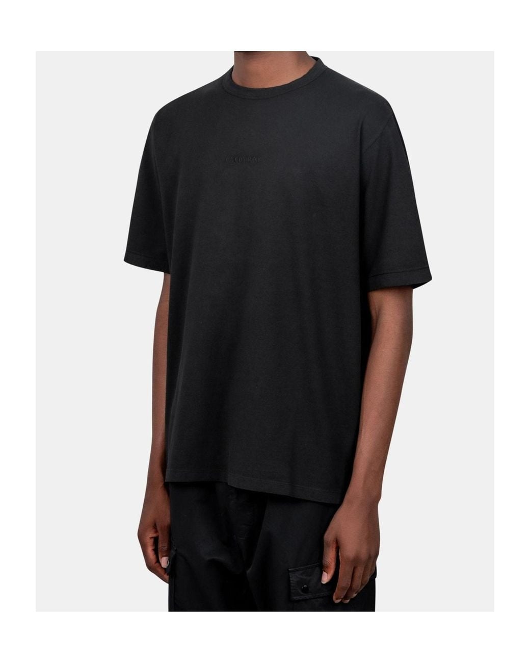 C P Company Black 1020 Jersey Short Sleeve Logo T-Shirt for men