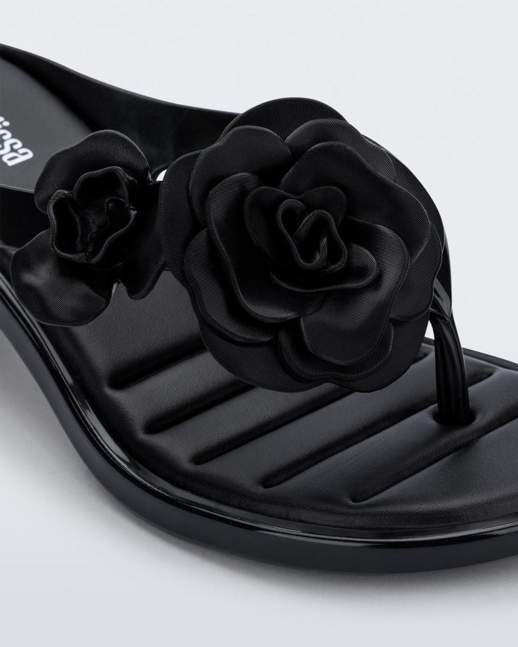 Melissa Black Floral-Applique Sandals