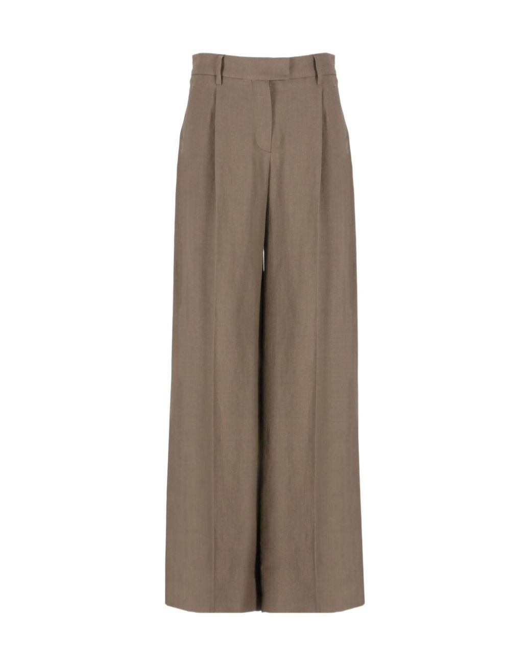 Brunello Cucinelli Brown Pleated Wide-Leg Trousers