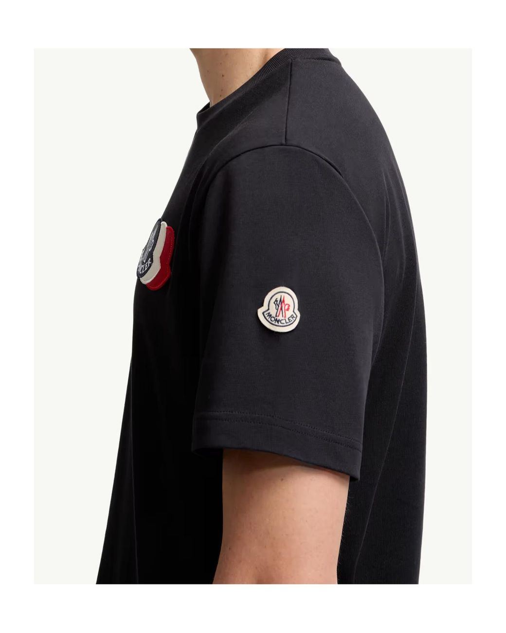Moncler Black Logo Embroidered Crewneck T-Shirt for men