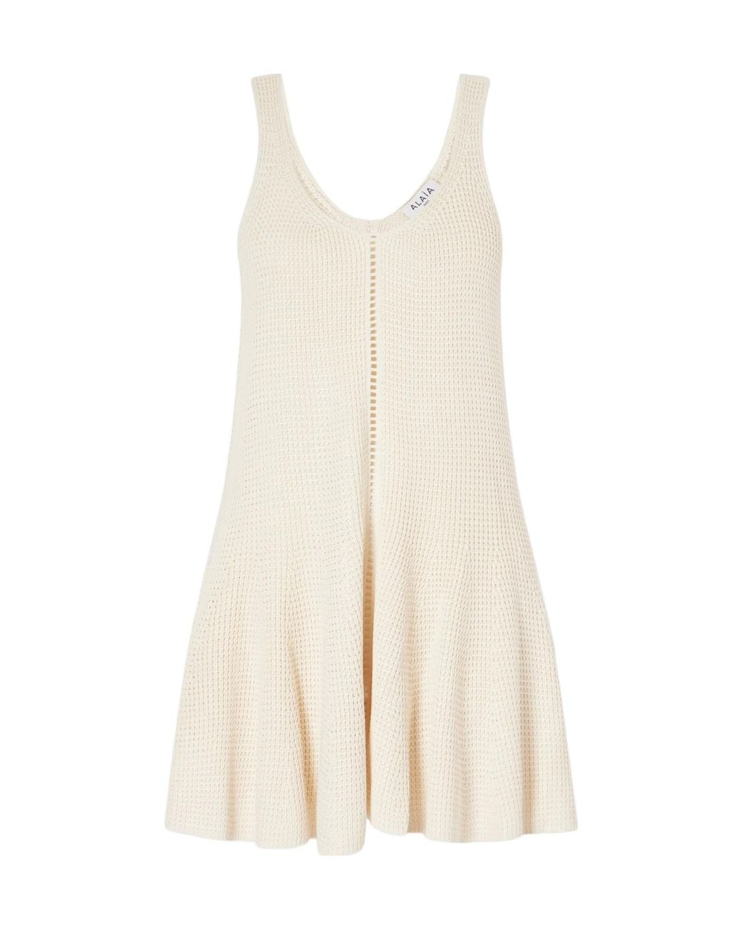 Alaïa Natural Alaïa Waffle Godets Dress