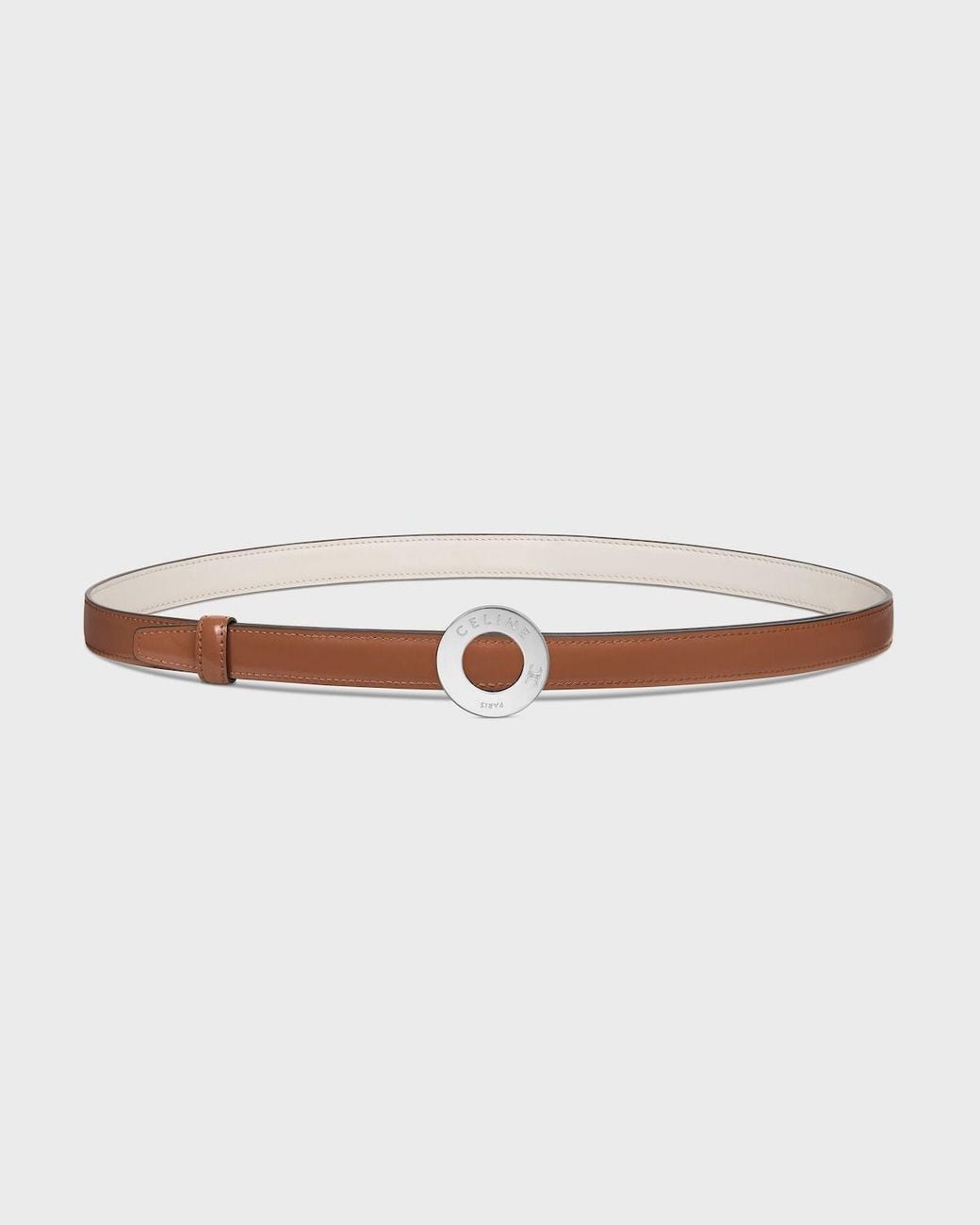 Céline White Triomphe Buckle And Reversible Taurillon Leather Strap