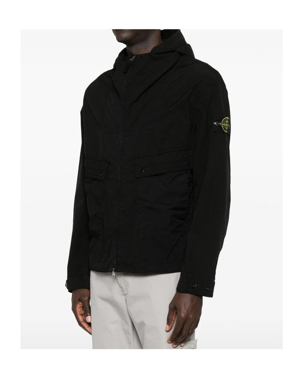 Stone Island Blue Hooded Zip-Up Jacket for men