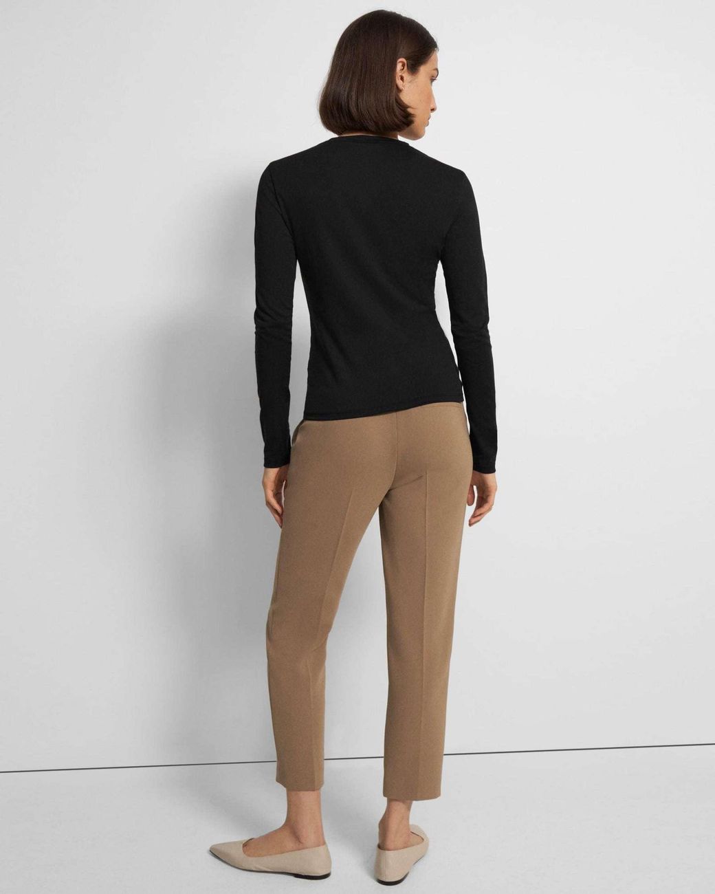 Theory Black Long Sleeved Crewneck Top