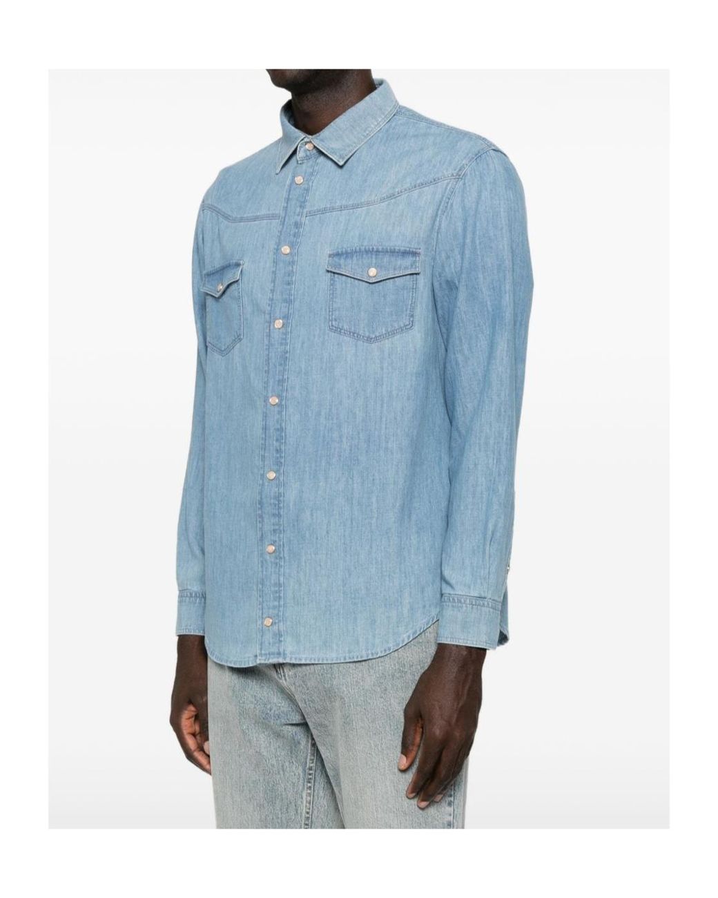 Emporio Armani Blue Long-Sleeved Shirt for men