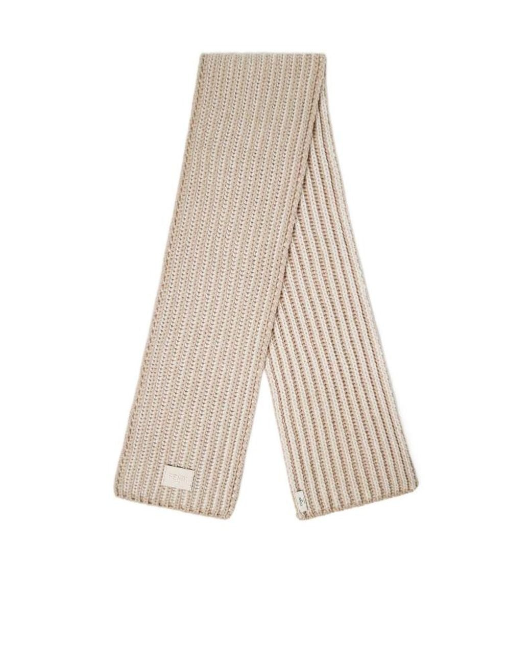 Fendi White Logo Patch 3D-Effect Herringbone Motif Scarf