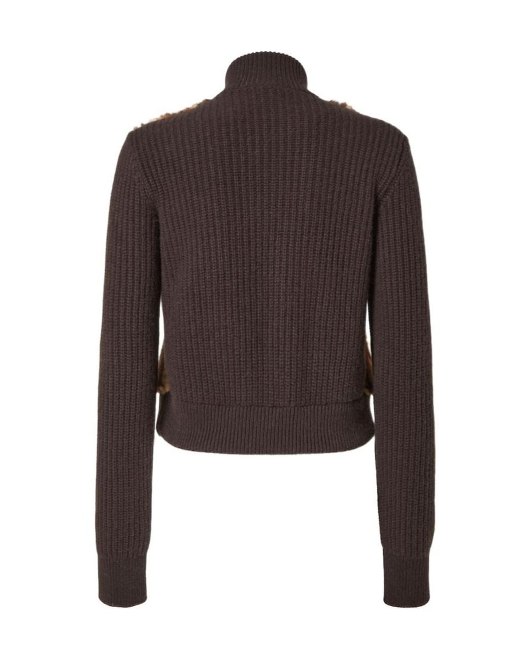 Fendi Brown Chevron Mink And Cashmere Bomber Jacket