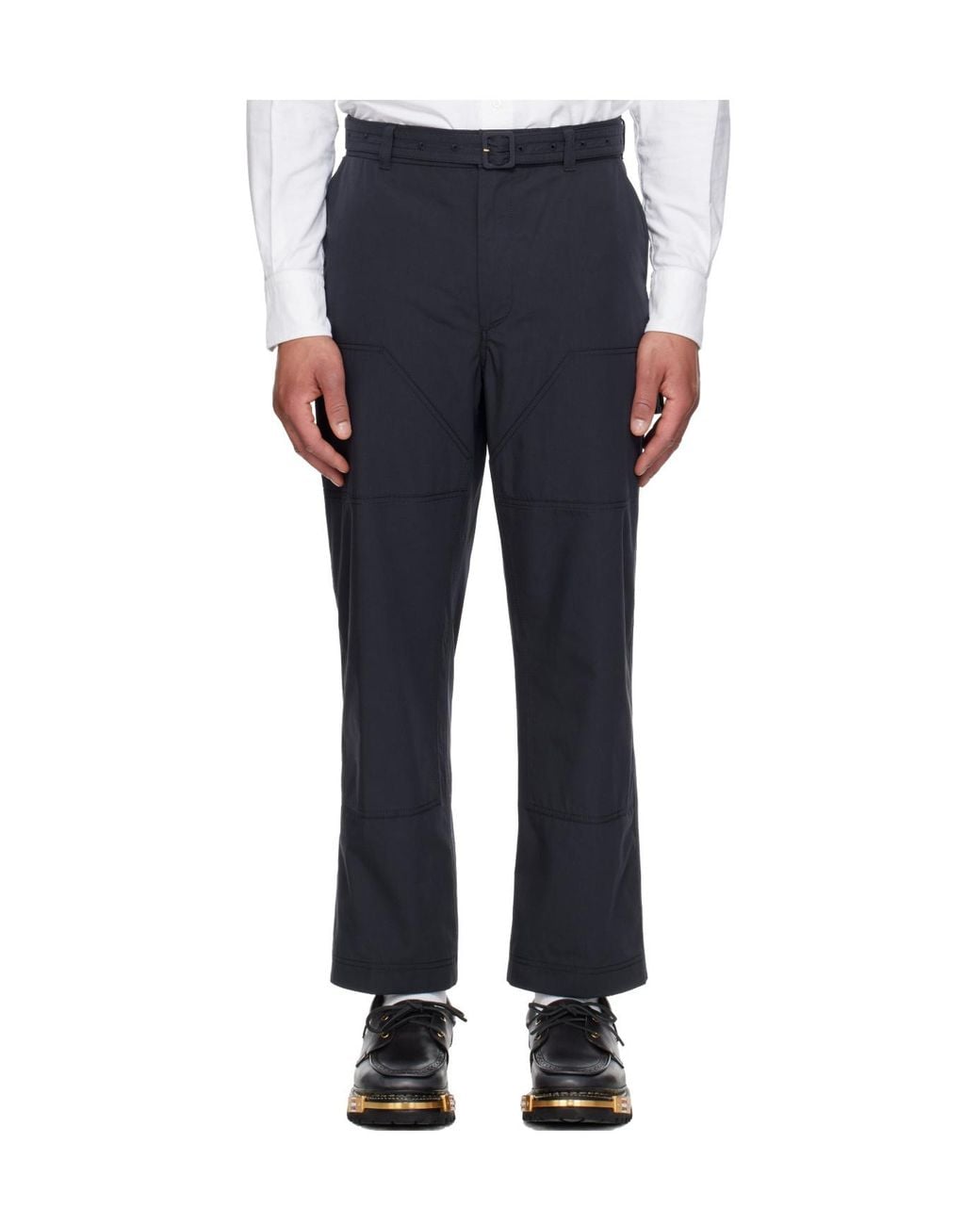 Thom Browne Blue Casual Pants With Belt Loops for men