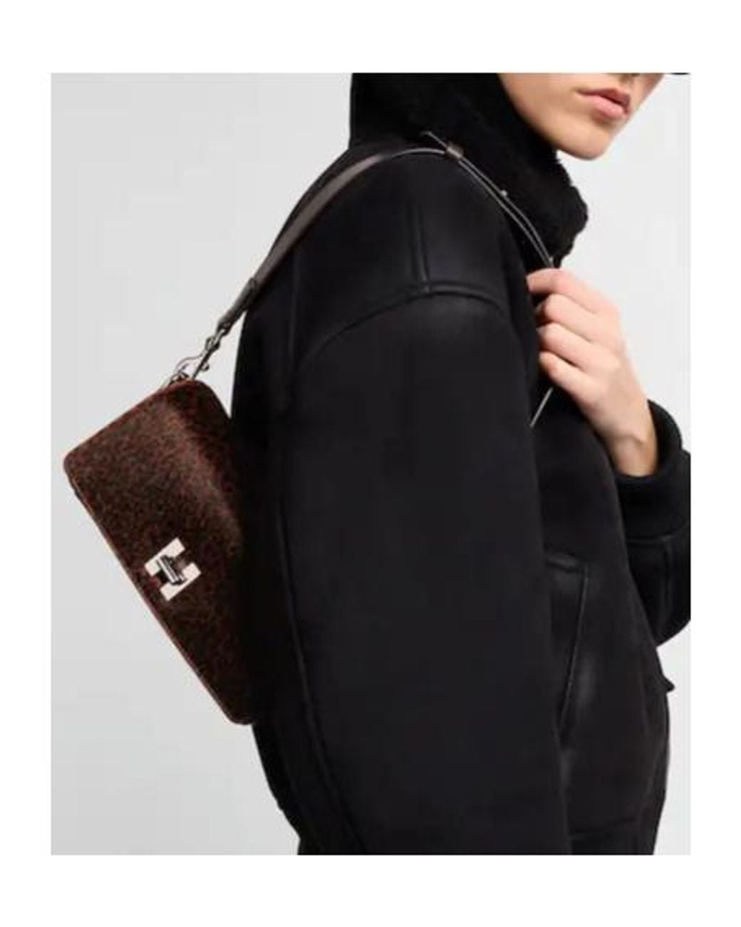 Hogan Brown Micro Pattern Crossbody Bag