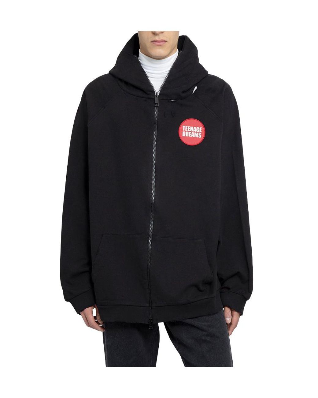 Raf Simons Teenage Dreams Zipped Hoodie in Black for Men | Lyst