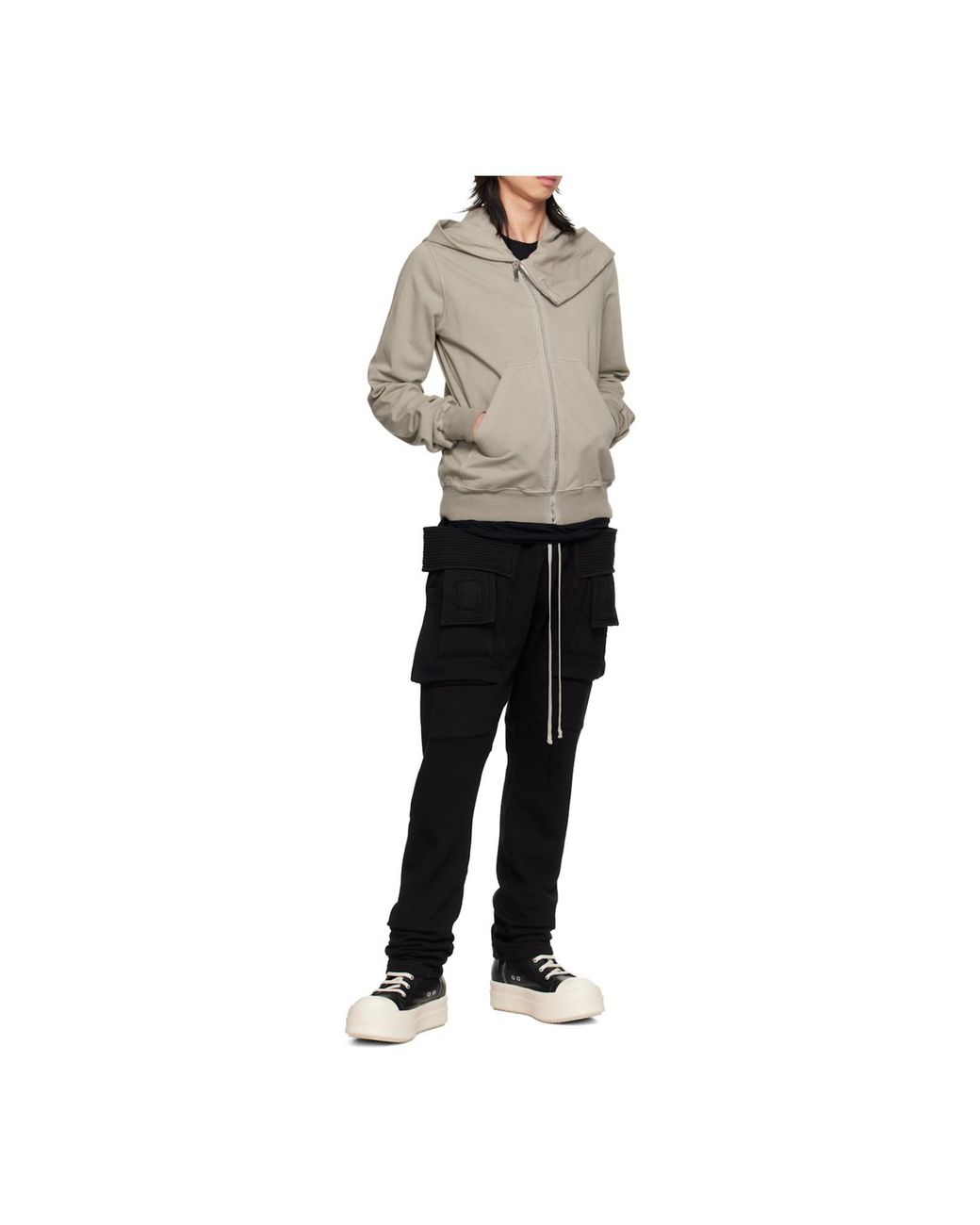 Rick Owens Black Tower Creatch Drawstring Cargo Pants for men