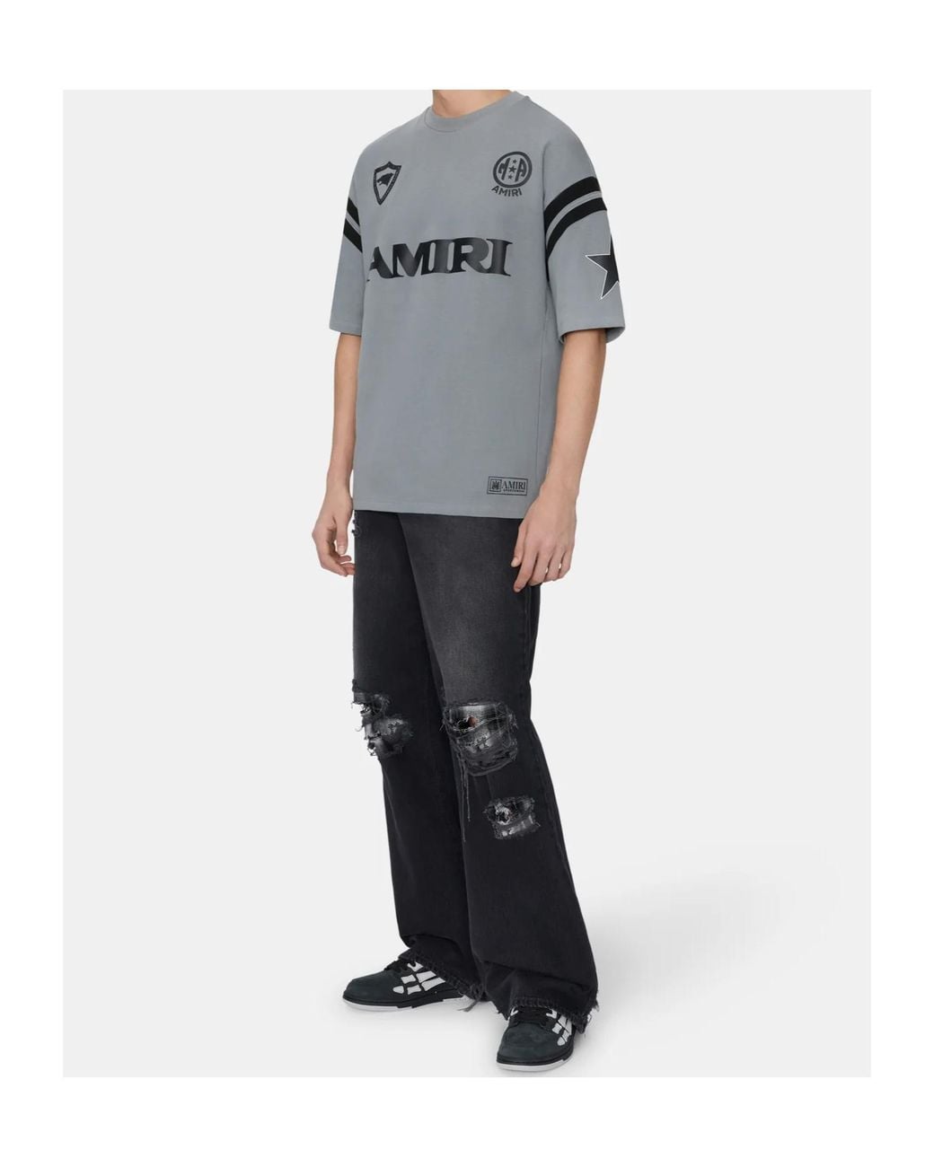 Amiri Black Flannel Repair Baggy Jeans for men