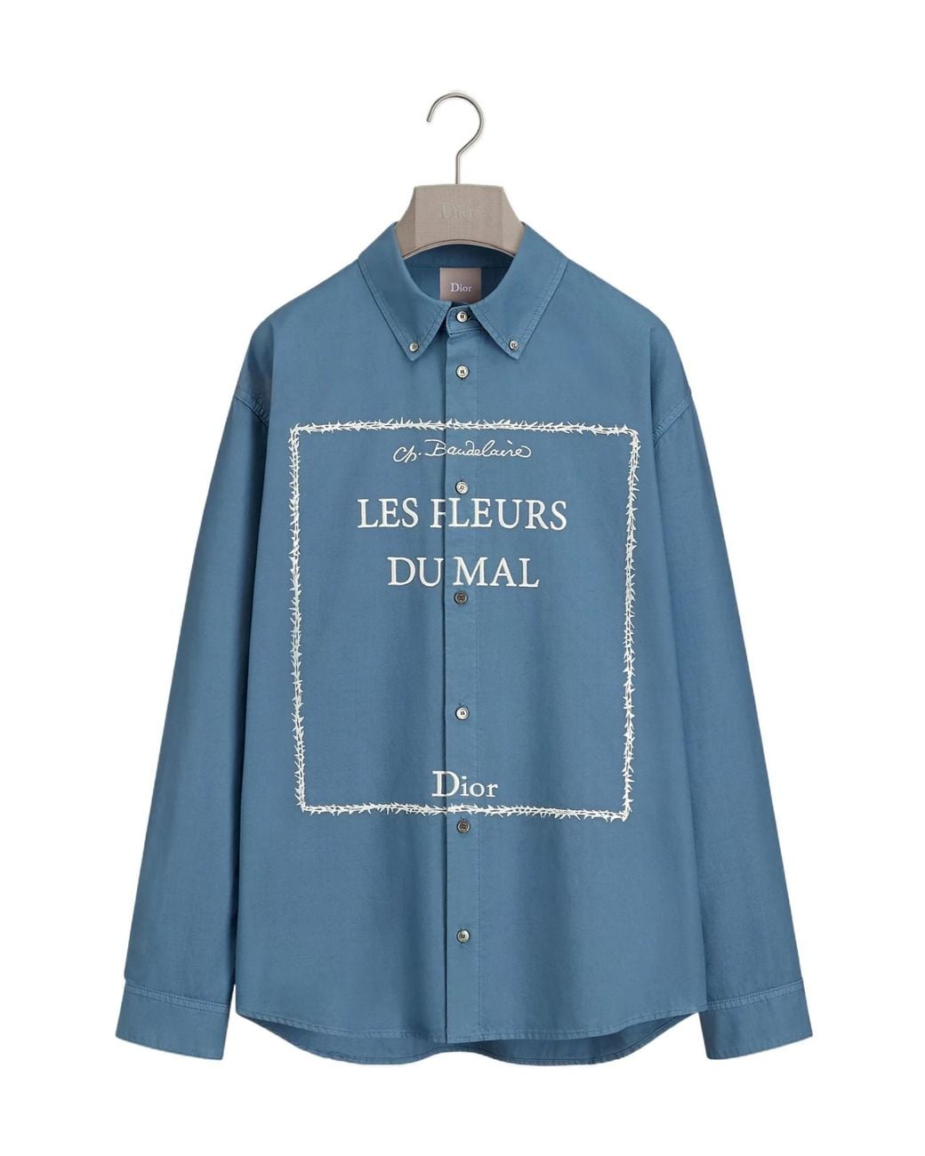 Dior Blue Overshirt With Book Cover Embroidery for men