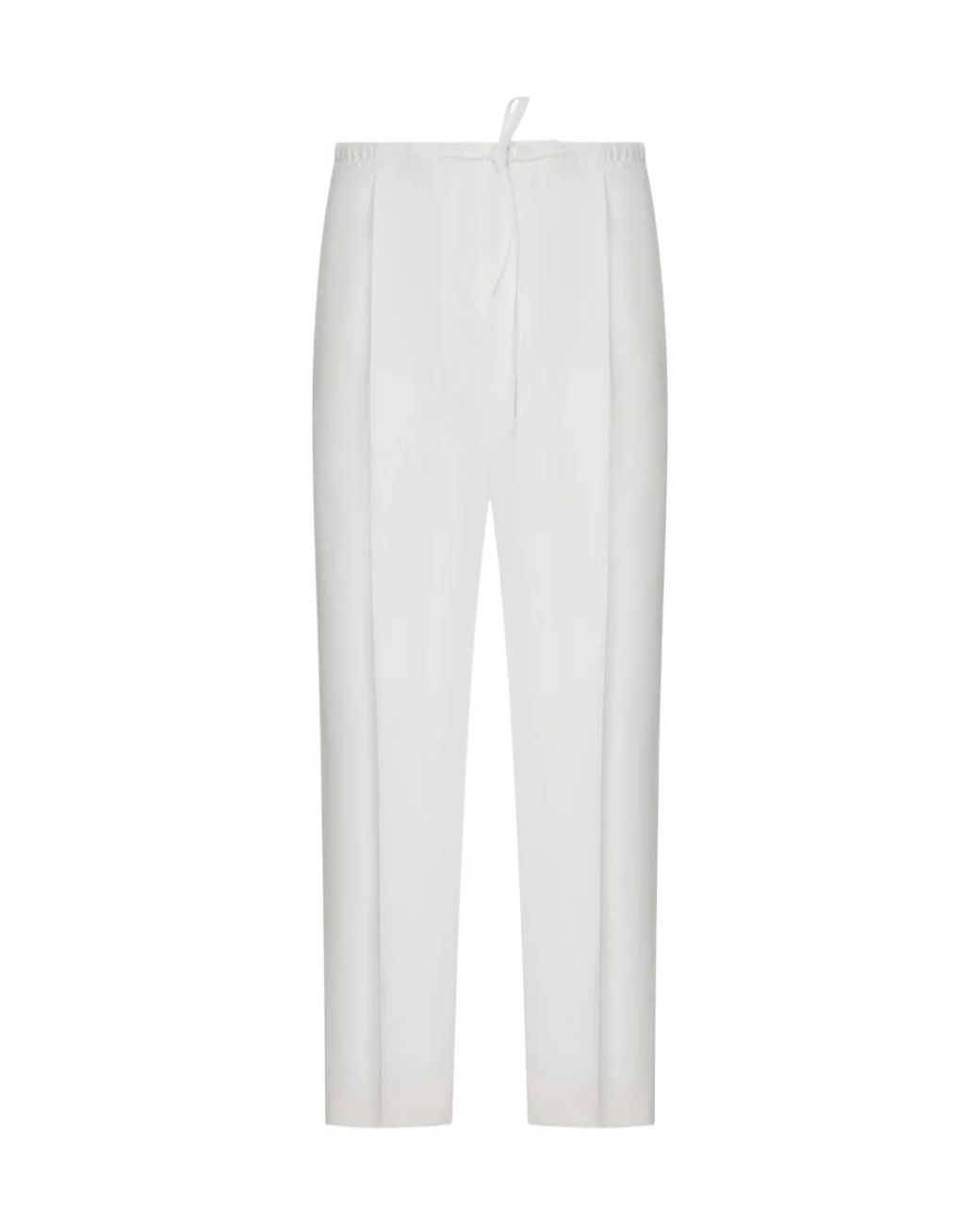 Bottega Veneta White Pleat Detailed Casual Trousers for men