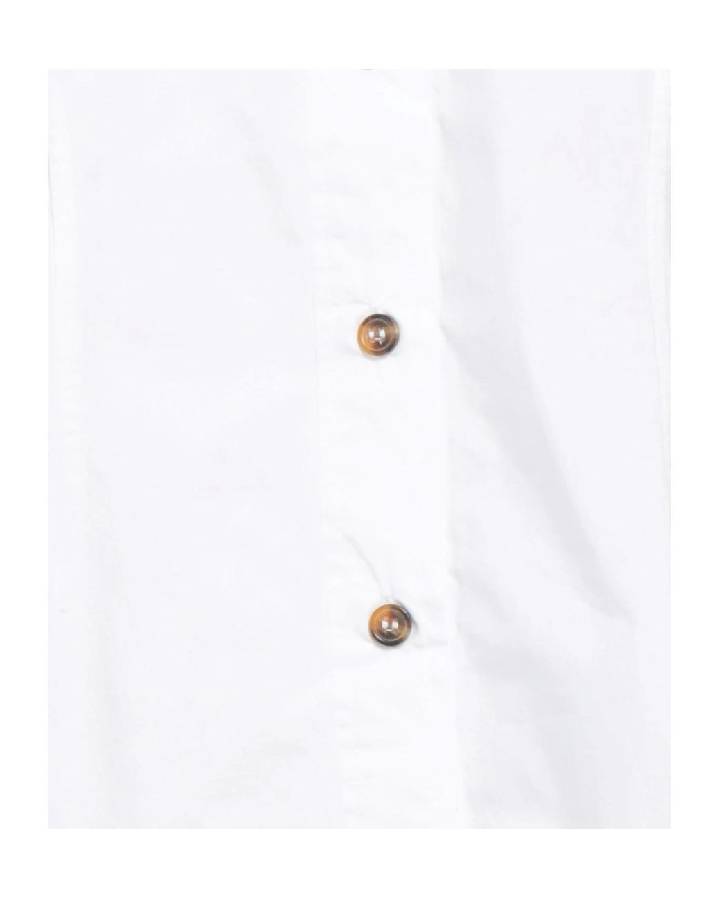 Ganni White Solid Long Sleeve Shirt